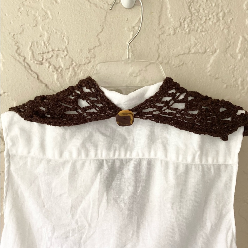 Scarf Triangle Cowl Shawl Hand Crafted Brown Gold Glitter Crochet Overlay - Picture 8 of 16